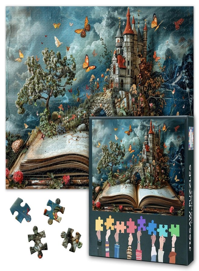 Rebotipy Jigsaw Puzzles for Adults Fantasy World Inside of The Book Puzzle Flowers Knowledge Butterfly Puzzles Castle Puzzles for Adults 1000 Pieces-Landscape Challenge Impossible Games - Image 2
